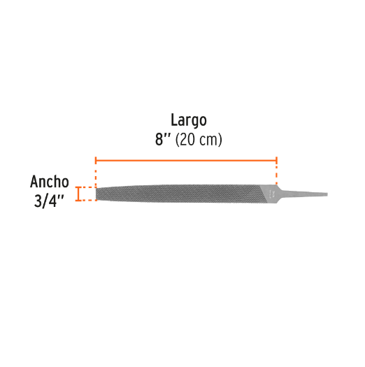 Lima plana, bastarda, 8"