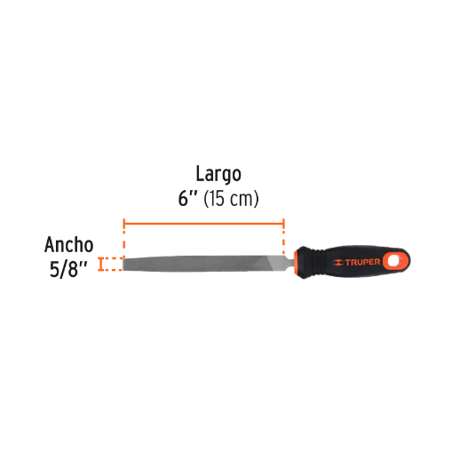 Lima plana, bastarda, 6" con mango doble inyección