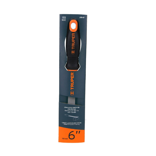 Lima plana, bastarda, 6" con mango doble inyección