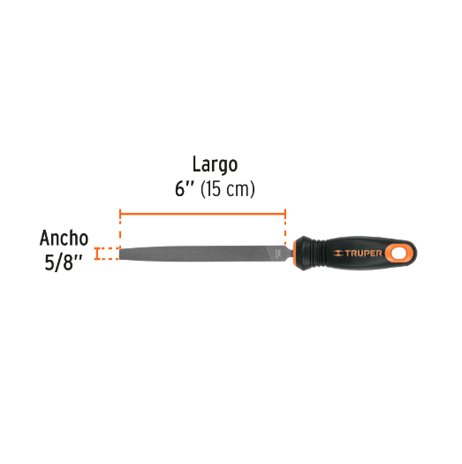 Lima plana muza 6" con mango doble inyección