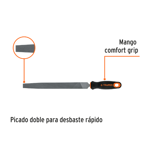 Lima plana muza 10" con mango doble inyección