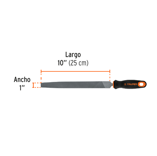 Lima plana muza 10" con mango doble inyección