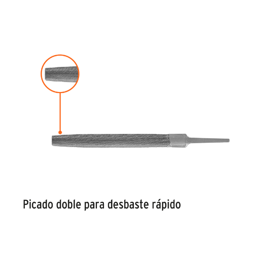 Lima media caña, bastarda, 6"