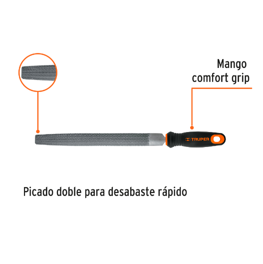 Lima de media caña bastarda 10" con mango doble inyección