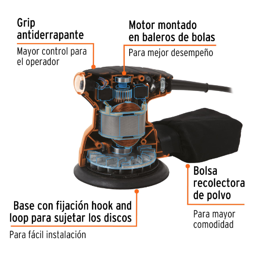 Lijadora roto orbital, 5", profesional, 240 W