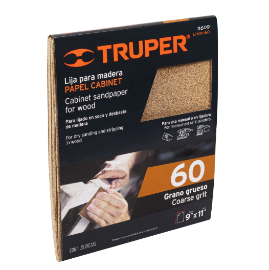 Lija para madera, grano 60