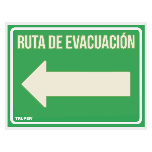 Letrero de señalización "RUTA EVACUACIÓN IZQUIERDA",21x28 cm