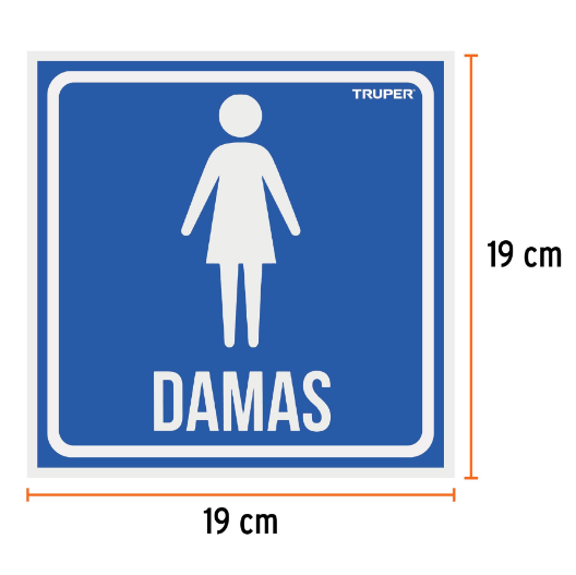 Letrero de señalización "DAMAS", 19 x 19 cm