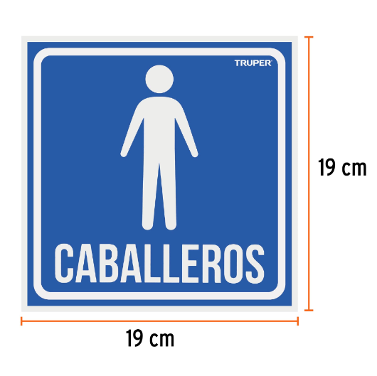 Letrero de señalización "CABALLEROS", 19 x 19 cm