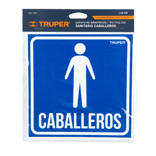 Letrero de señalización "CABALLEROS", 19 x 19 cm
