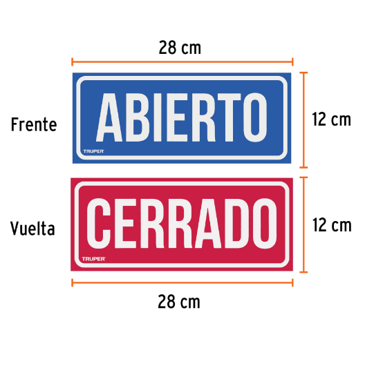 Letrero de señalización "ABIERTO/CERRADO", 28 x 12 cm