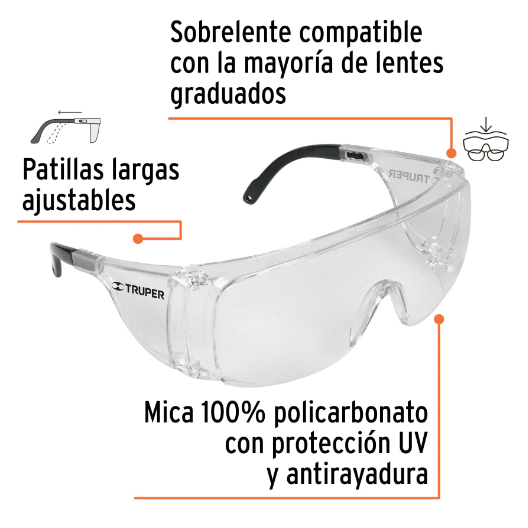 Lentes de sobreponer, mica transparente, Safe