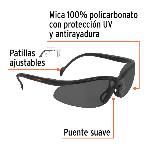 Lentes de seguridad, mica gris, Vision