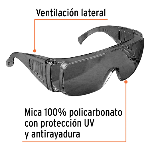 Lentes de seguridad, mica gris, Safe