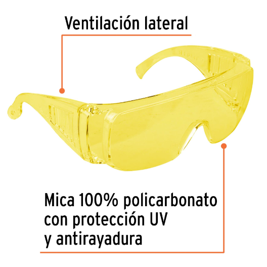 Lentes de seguridad, mica ambar, Safe