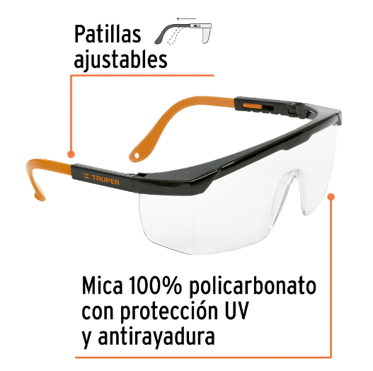 Lentes de seguridad ajustables, mica transparente, Classic