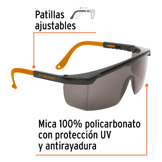 Lentes de seguridad ajustables, mica gris, Classic