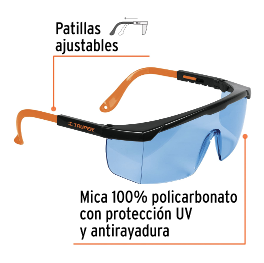 Lentes de seguridad ajustables, azul