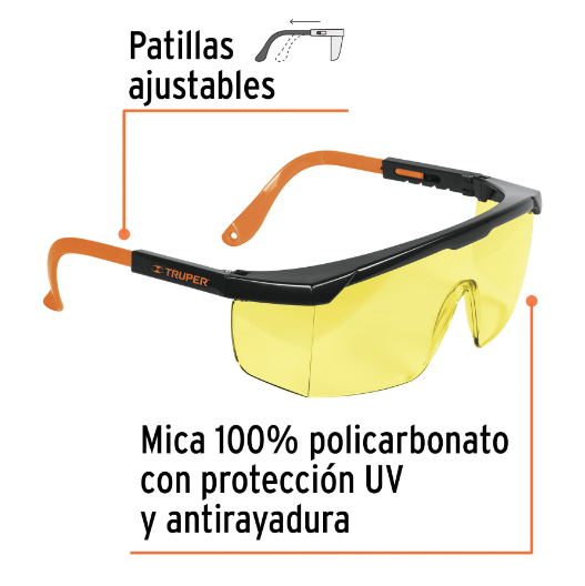Lentes de seguridad ajustables, ambar