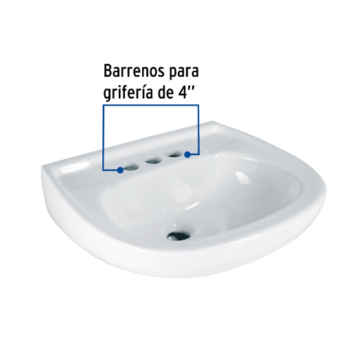 Lavabo cerámico con rebosadero, blanco