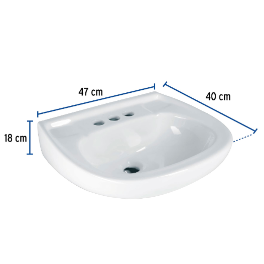 Lavabo cerámico con rebosadero, blanco