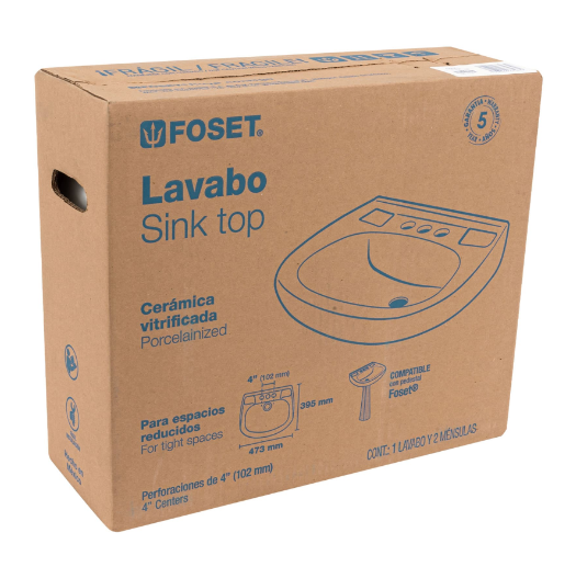 Lavabo cerámico con rebosadero, blanco