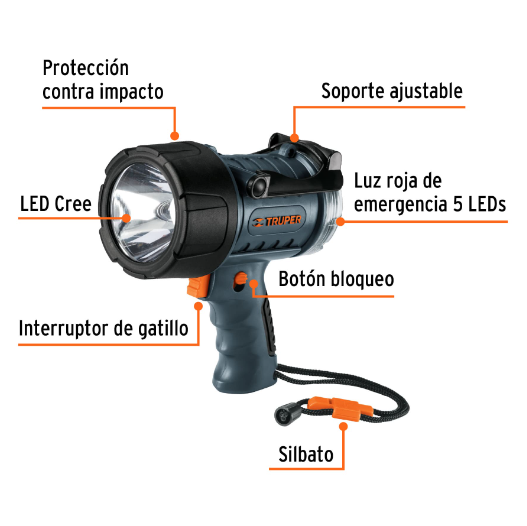 Lámpara recargable de led alta potencia, 300 lm, 7 W