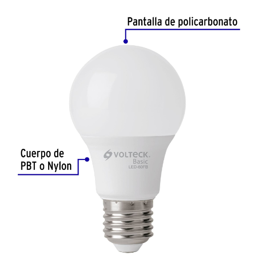 Lámpara LED,A19,8W,luz de día,Volteck Basic, 4 pzas en caja