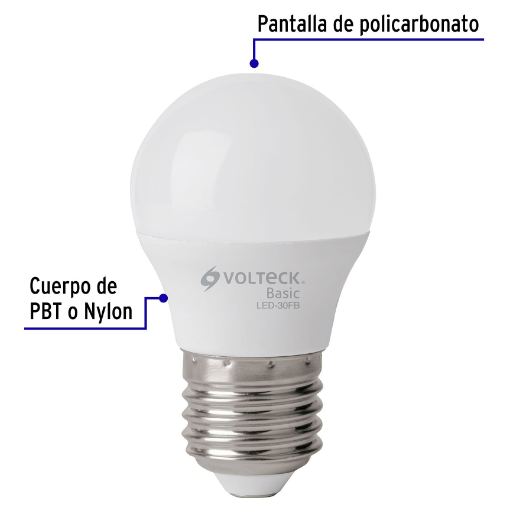 Lámpara LED,A19,3W,luz de día,Volteck Basic, 4 pzas en caja