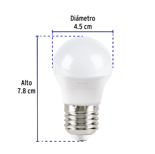 Lámpara LED tipo bulbo G45 3 W luz de día, caja, Volteck