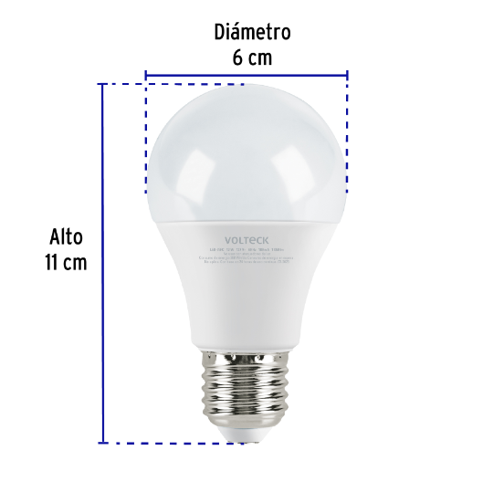 Lámpara LED tipo bulbo A19 12 W luz de día, caja, Volteck
