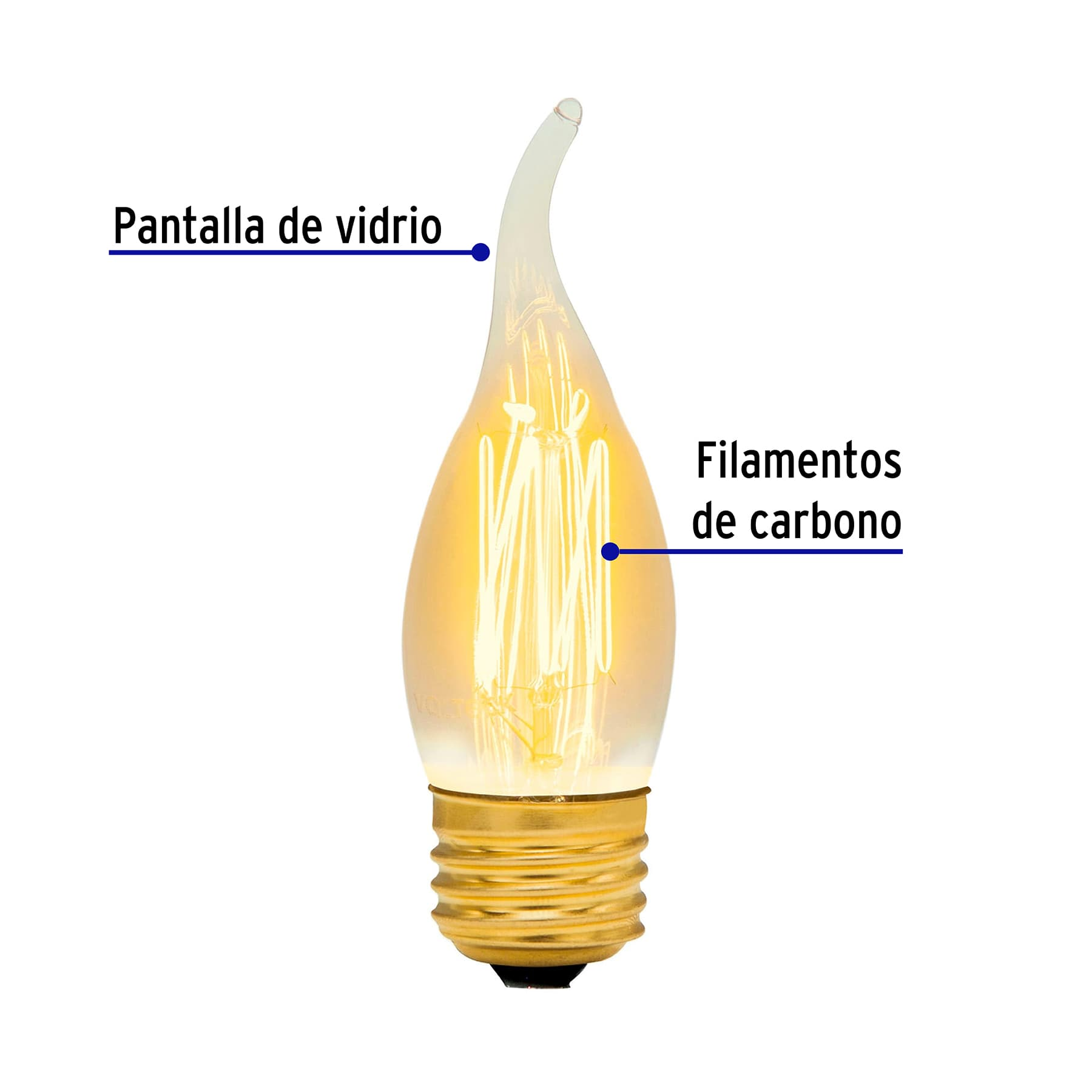 Lámpara incandescente vintage, 40W, flama