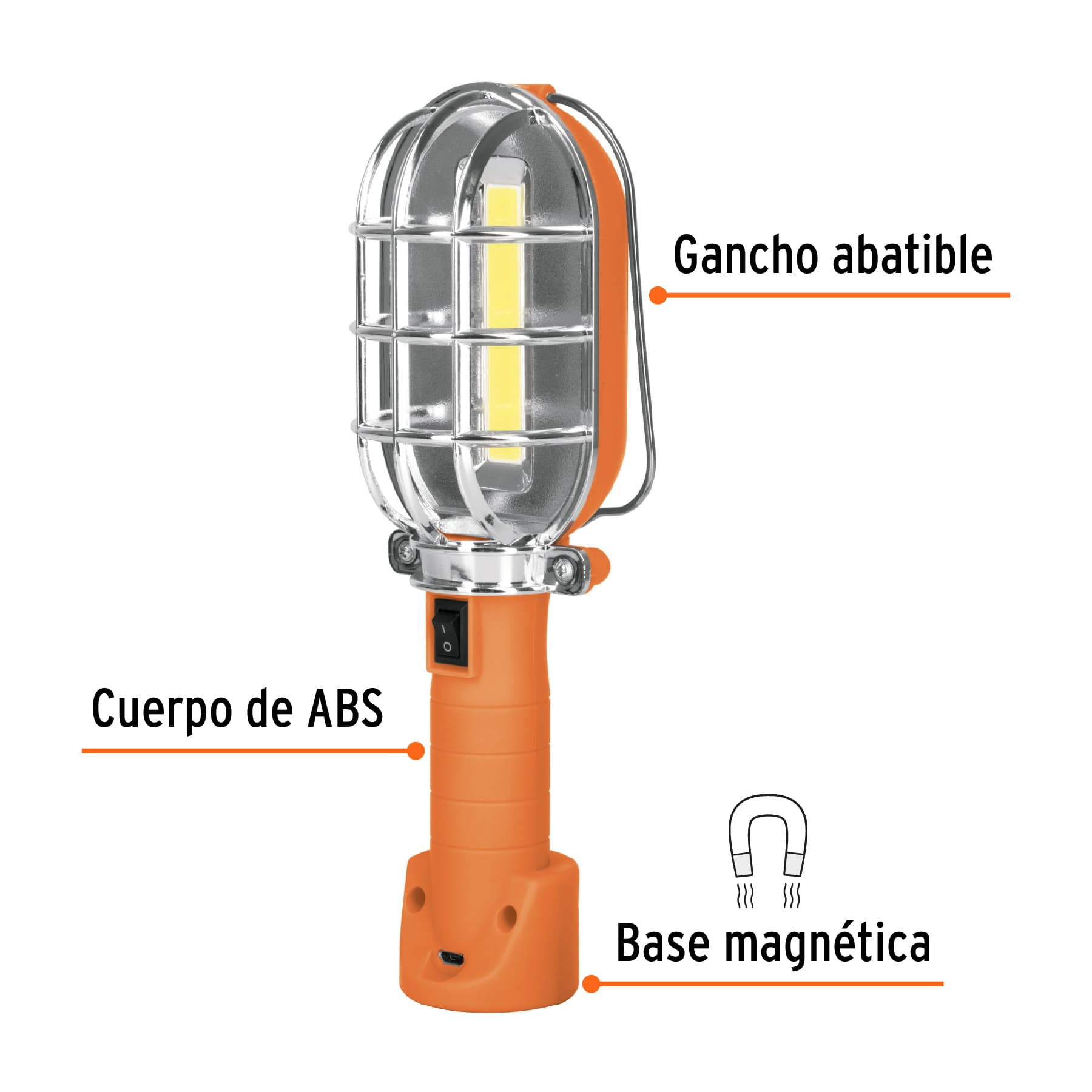 Lámpara de taller recargable de LED, 280 lúmenes