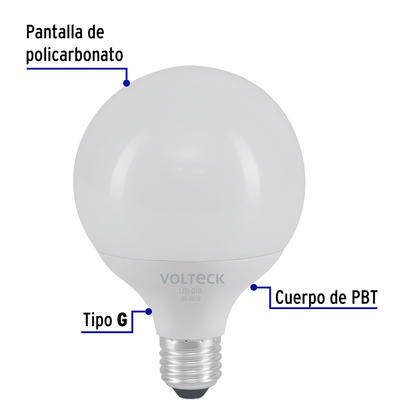 Lámpara de LED, tipo globo, 8 W, luz de día