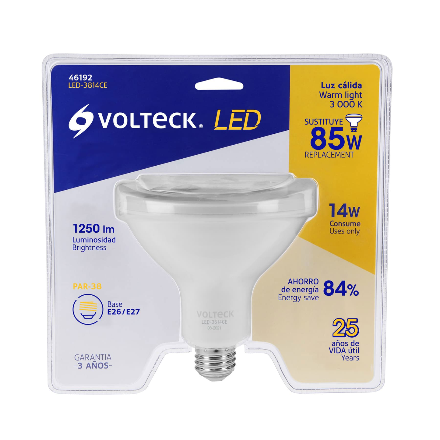 Lámpara de LED, PAR 38, 14 W, luz cálida