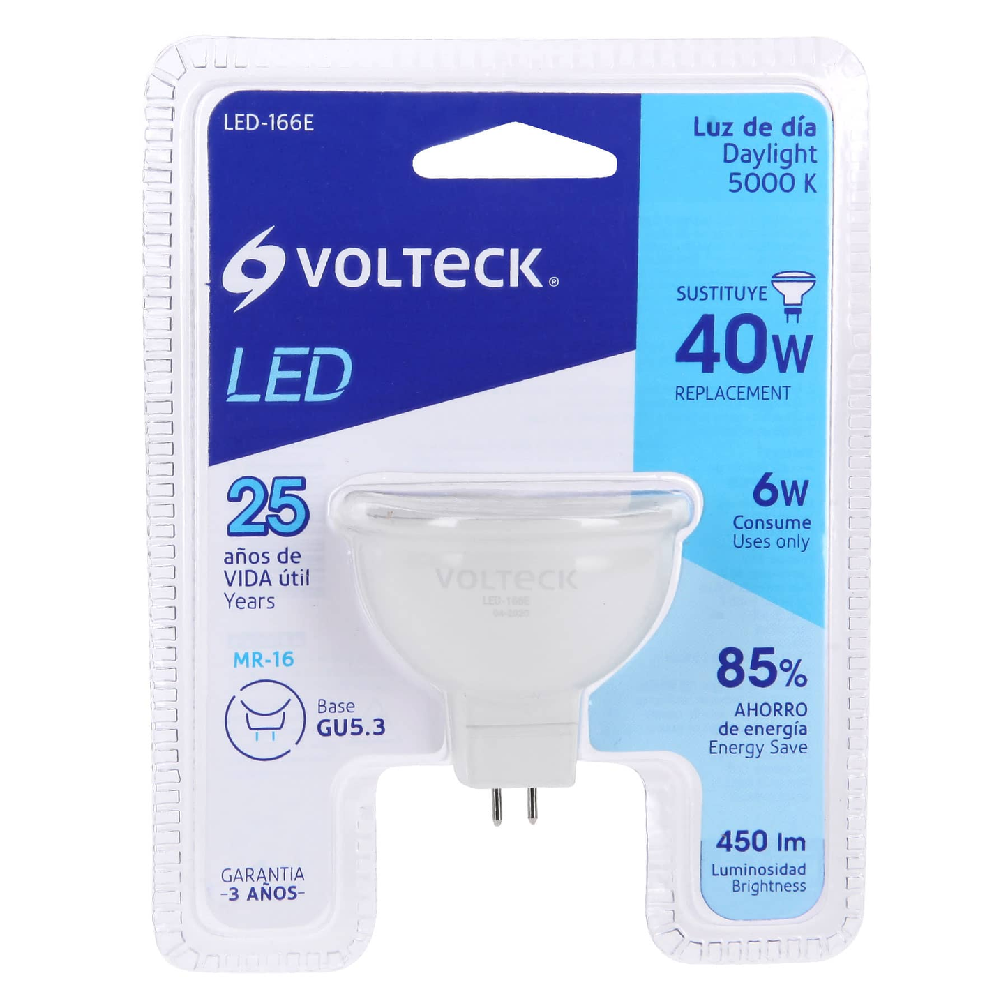 Lámpara de Led, MR16, 127V, 6 W, luz de día