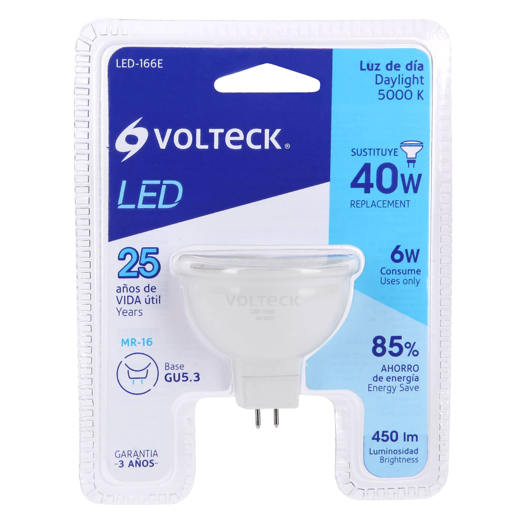 Lámpara de Led, MR16, 127V, 6 W, luz de día
