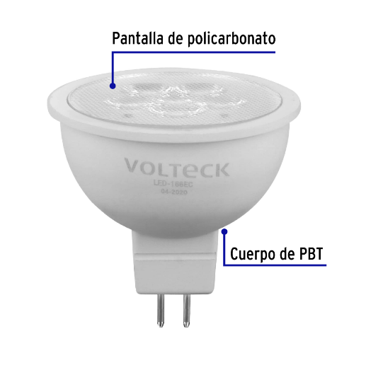 Lámpara de Led, MR16, 127V, 6 W, luz cálida