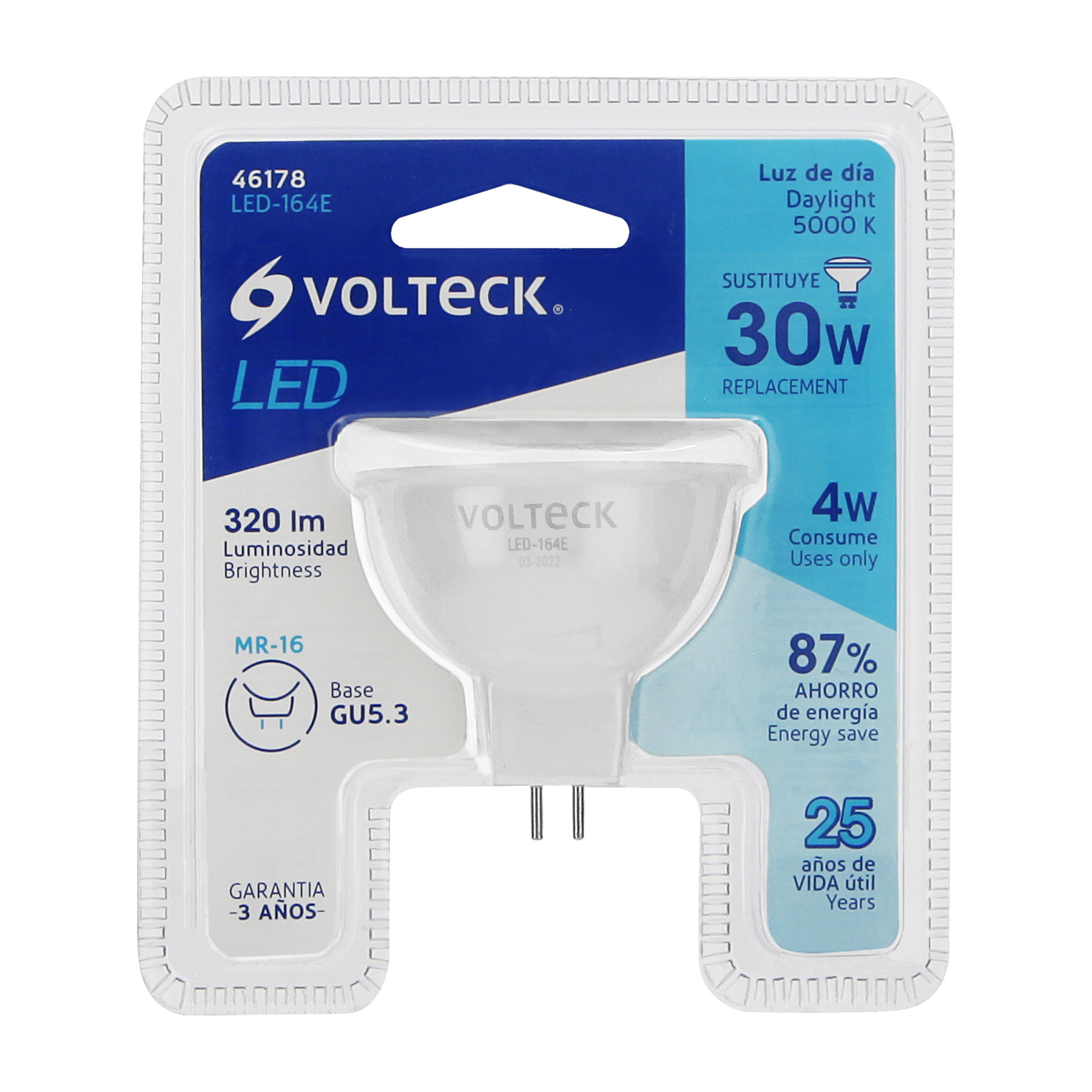 Lámpara de Led, MR16, 127V, 4 W, luz de día