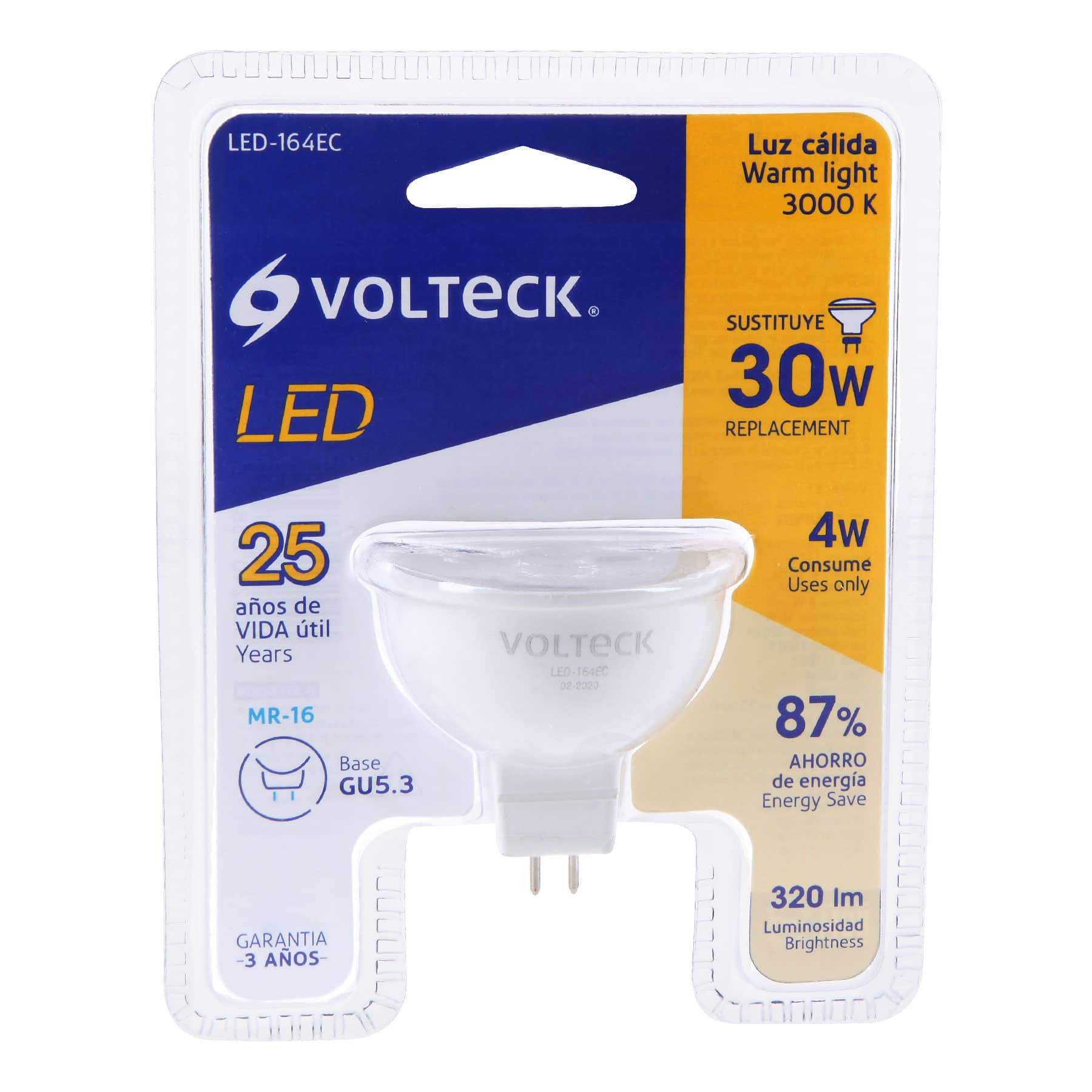 Lámpara de Led, MR16, 127V, 4 W, luz cálida