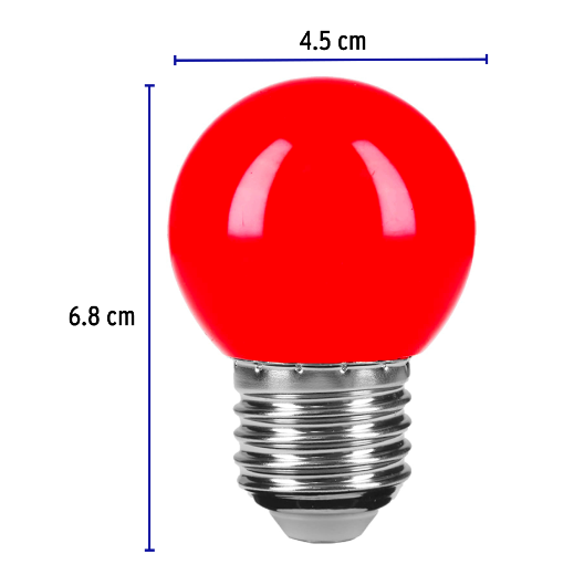 Lámpara de LED, G45, 127 V, 1 W, color rojo