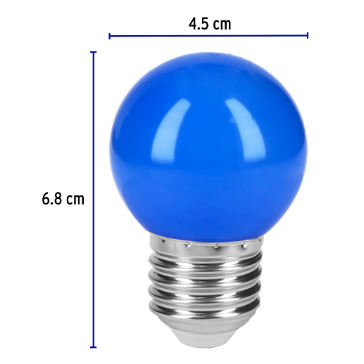 Lámpara de LED, G45, 127 V, 1 W, color azul