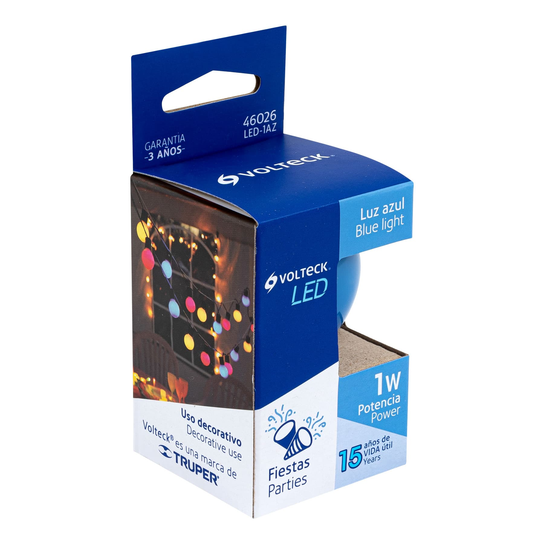 Lámpara de LED, G45, 127 V, 1 W, color azul