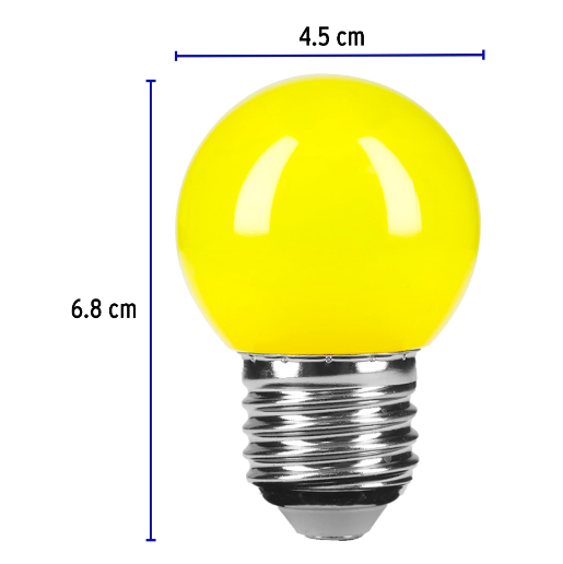 Lámpara de LED, G45, 127 V, 1 W, amarillo