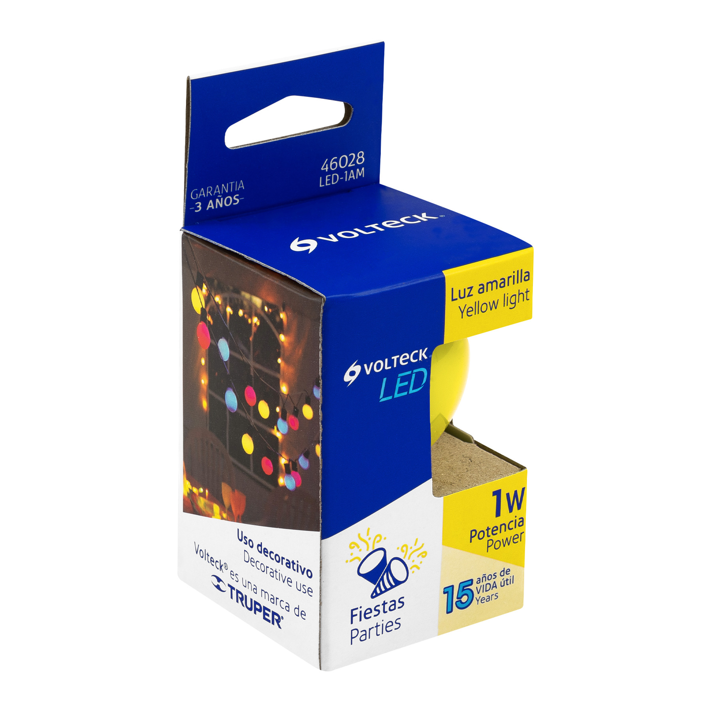 Lámpara de LED, G45, 127 V, 1 W, amarillo