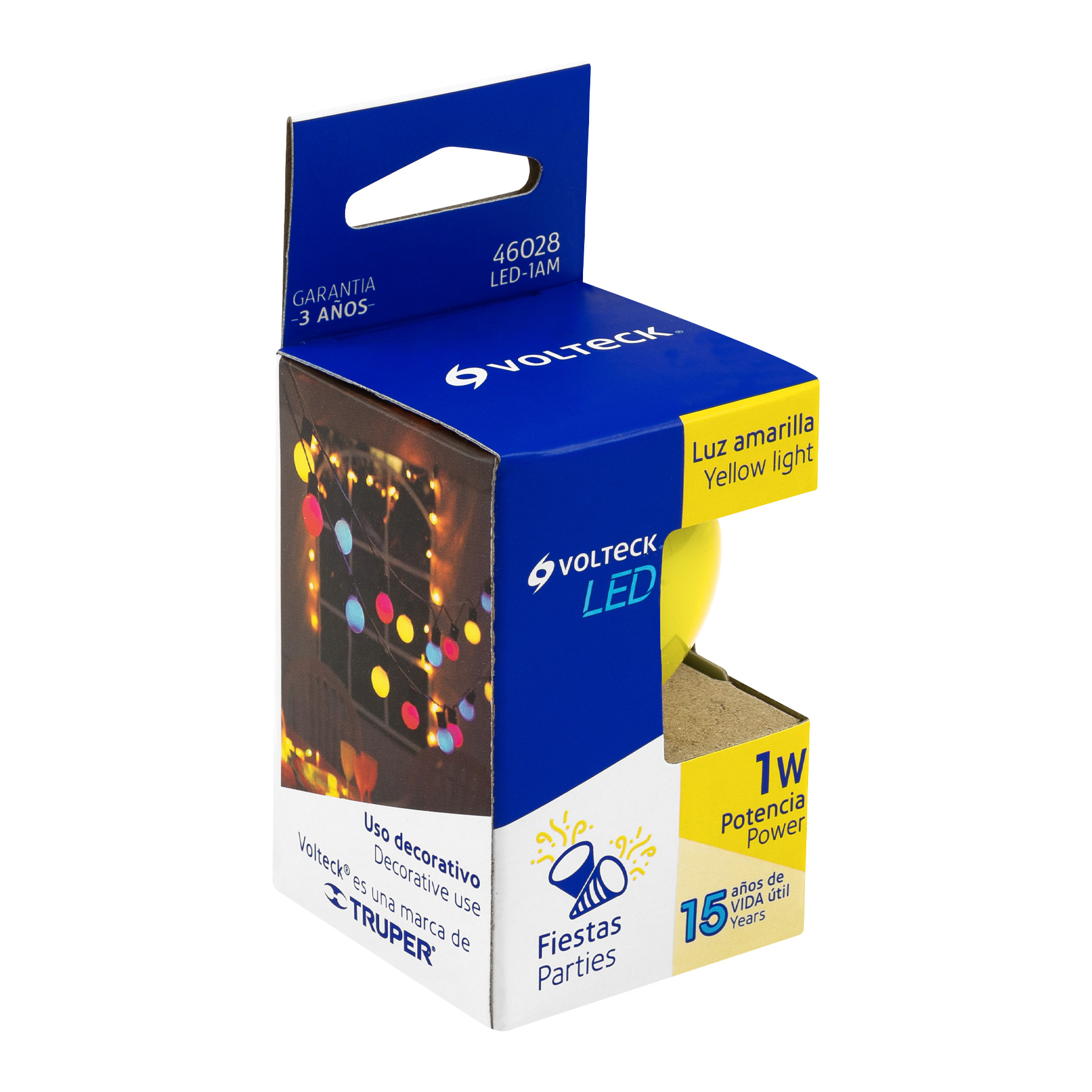 Lámpara de LED, G45, 127 V, 1 W, amarillo