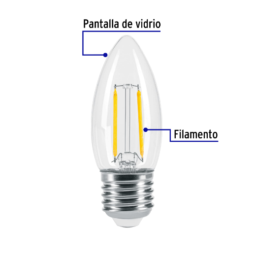 Lámpara de LED, estilo antiguo, vela, 3 W, E26, luz cálida