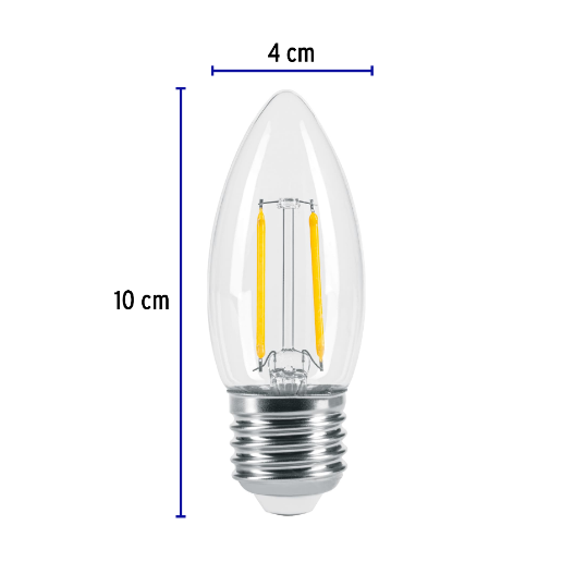 Lámpara de LED, estilo antiguo, vela, 3 W, E26, luz cálida