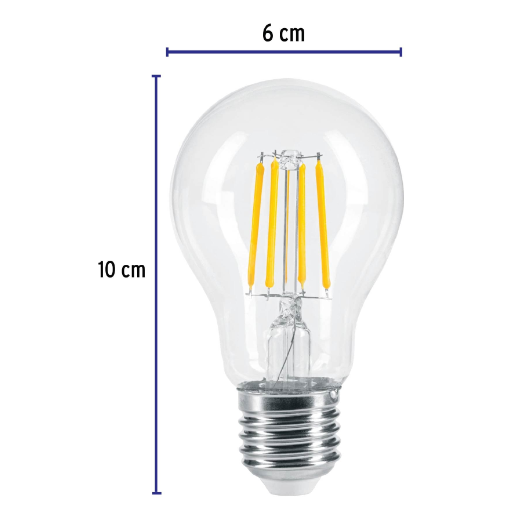 Lámpara de LED, estilo antiguo, A19, 6 W, E26, luz cálida