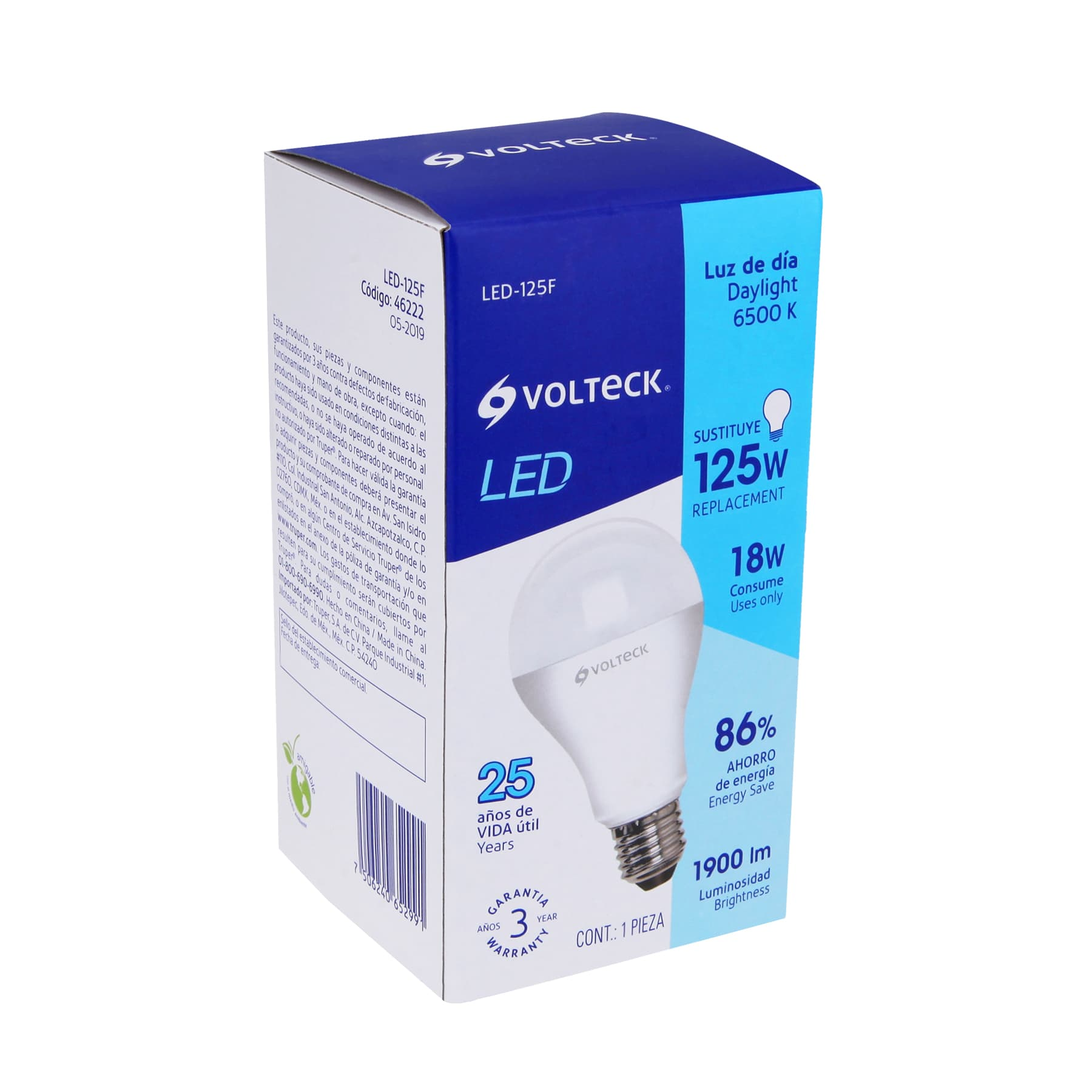 Lámpara de LED, bulbo estándar, A19, 18 W, luz de día